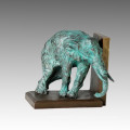 Animal Bronze Sculpture Elephant Right Bookrack Deco Brass Statue Tpal-143A (B)